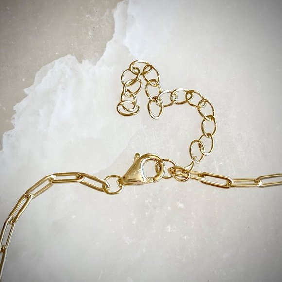 NEW 14K Gold Plated Sterling Star Charm Paper Clip Necklace - Picture 5 of 5